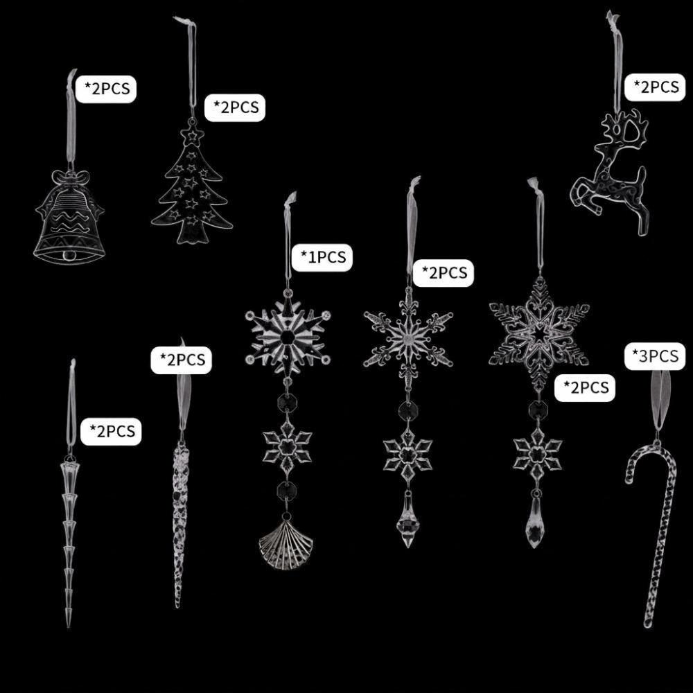 18/28 Pcs Clear Acrylic Christmas Hanging Sparkling Icicle Decorations Pendant  Holiday Party
