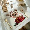 4-Piece Christmas Reindeer Gold-Edged Placemats Holiday Gathering Family Dining Table Decorative Accessories