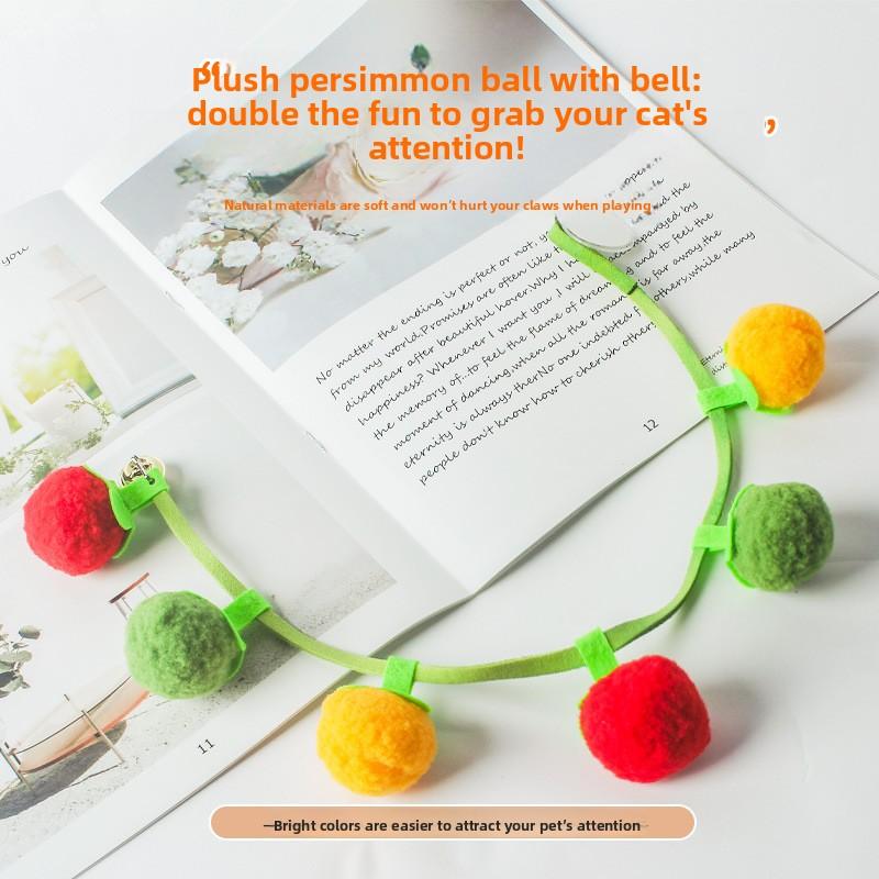 Cat Toys, Tomato Cat Teaser Sticks, Simulated Persimmon Cat Teaser Toys, Self-entertaining and Boring Gadgets with Bells, Catnip Products
