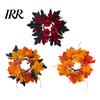 Seasonal Holiday Ornaments Halloween Floral Candle Ring, Artificial Maple Rose Wreath for Spooky Home Decorations Holder, Table Centerpiece