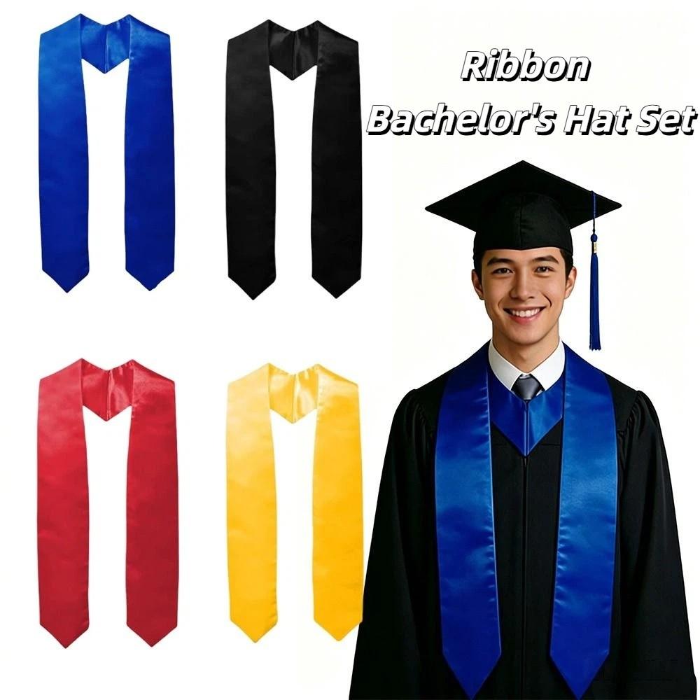 Satin Fabric Graduation Season Set Bachelor Cap Academic Honor Stole Student Commencement Party