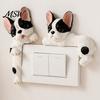 Frenchie Wall Art Decal 3D French Bulldog Resin Light Switch Cover, Cute Cartoon Dog Socket Creative Ornament Decor, Self-Adhesive Animal Plate