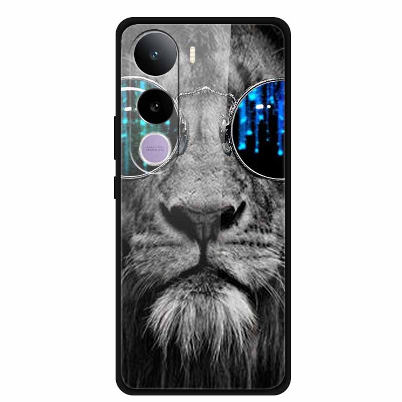 For Vivo Y400 5G Case Y 400 6.67" Animal Wolf Lion Tempered Glass Hard Back Cover For Vivo Y400 2025 Phone Cases Soft Bumper Bag