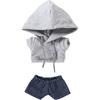 AXLUCE Plush Toy Clothing Set Gray Hoodie and Denim Pants for 10cm Dolls