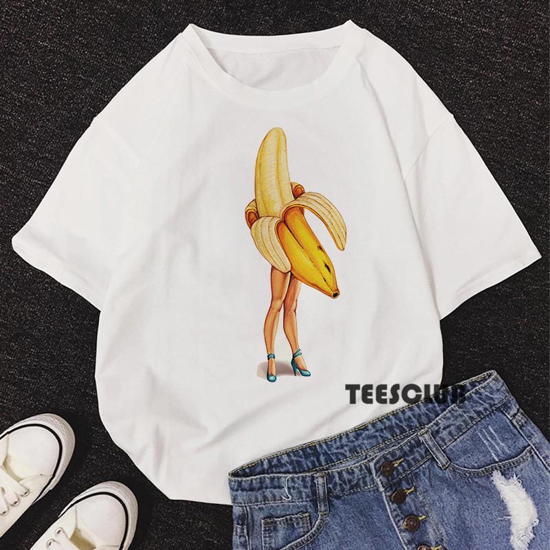 Bananas for You T Shirt Funny and Fashionable White Casual Tshirt with Banana Print Student Top Graphic T Shirts S