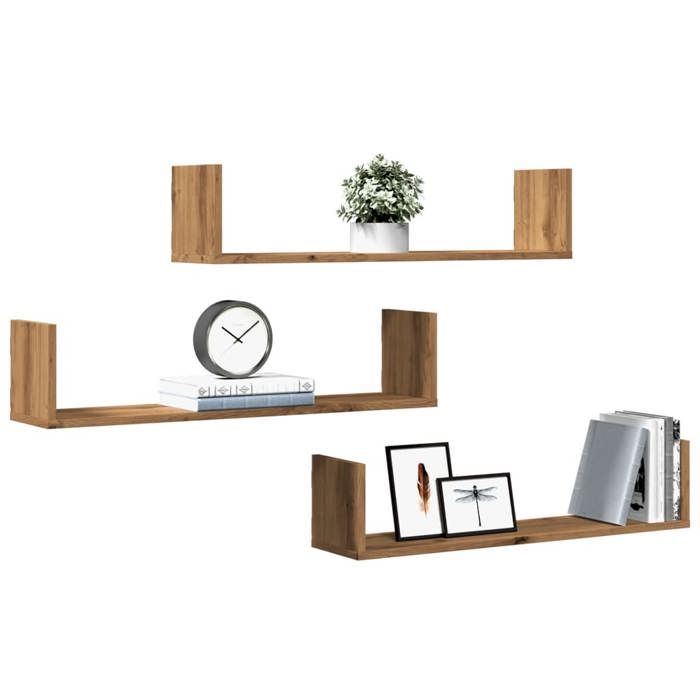 VidaXL Wall Shelves 3 Pcs Artisan Oak Engineered Wood 853298