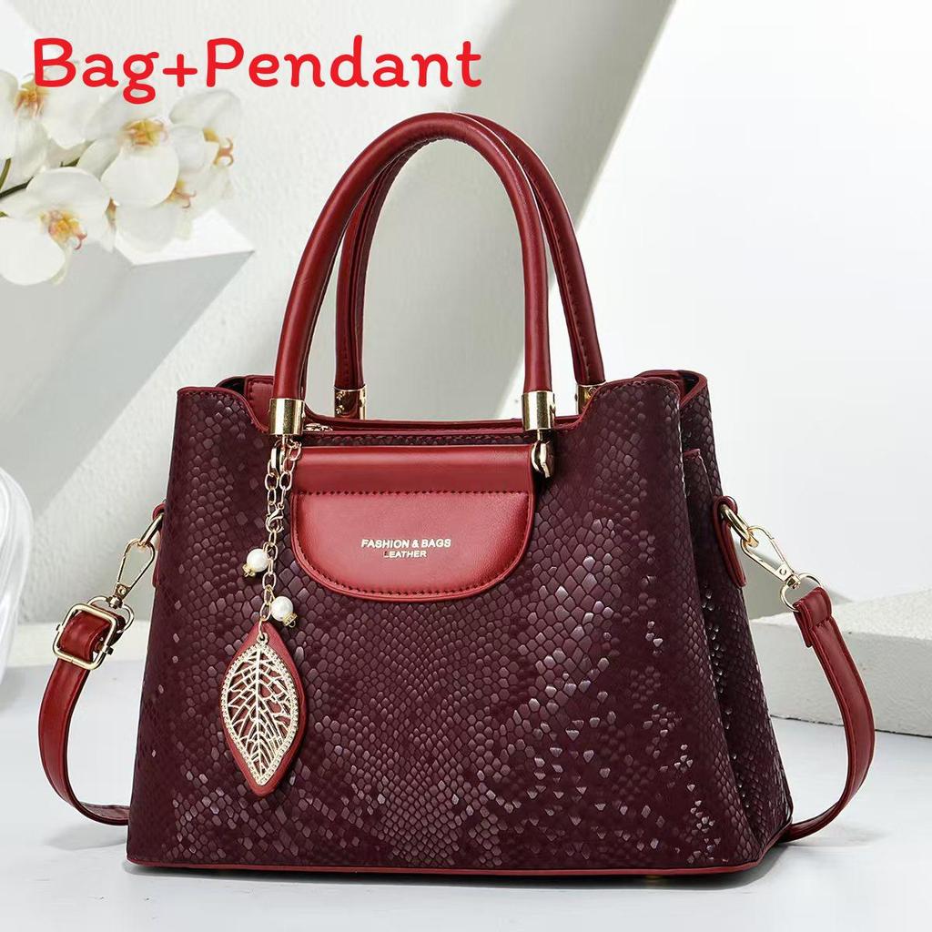 Pu Snake Skin Handbag With Zipper Closure For Daily Casual Use