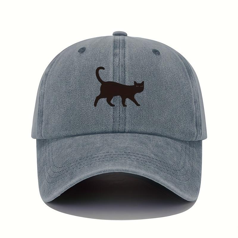 Black cat printed baseball cap for men and women, fashionable outdoor casual hat, sun protection, shopping