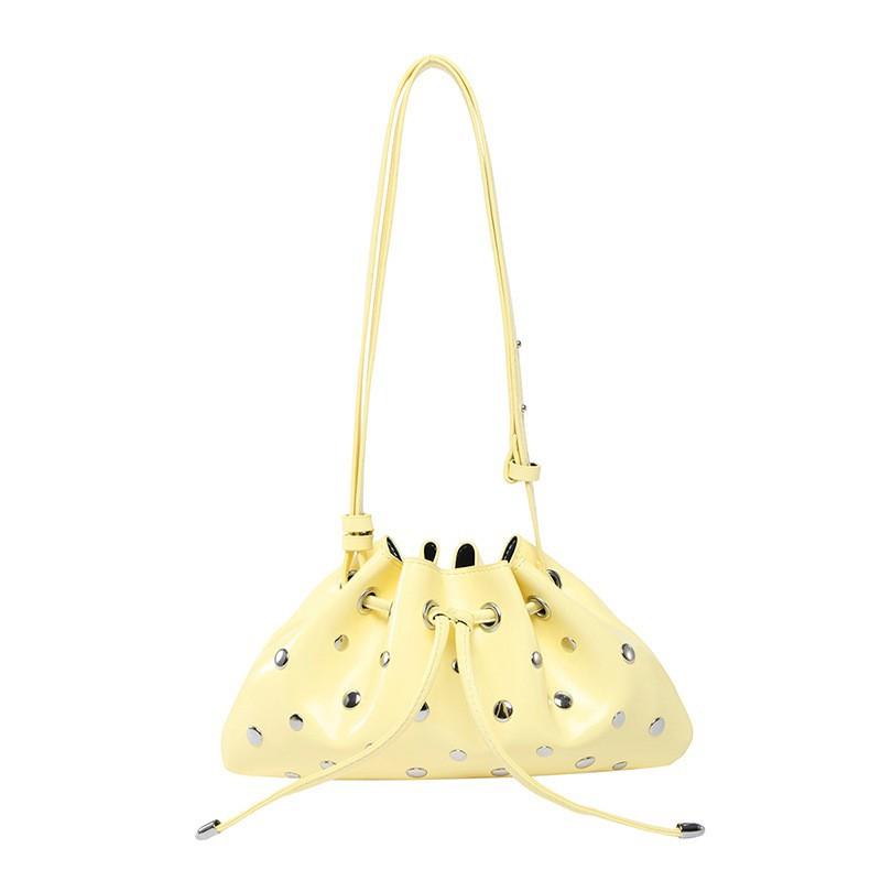 

All-matching Out-of-street Small Bag Women s Fashionable Rivet Design Commuter Cross-body Underarm Dumpling жёлтый