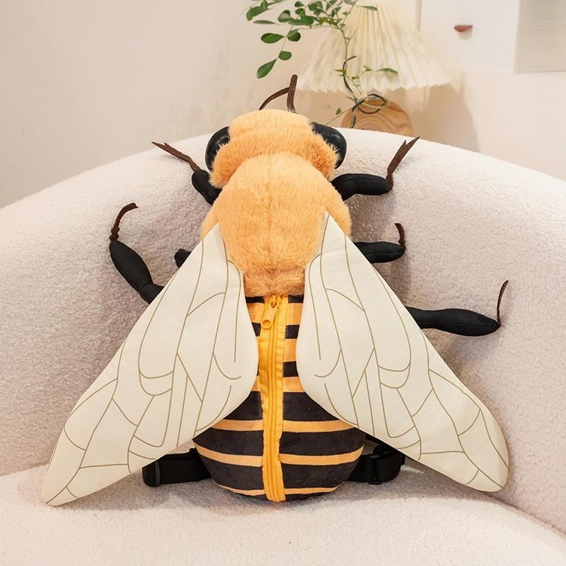 Bee Ladybug Insect Themed Plush Backpack For Kids With Soft Short Plush Material And Cute Design