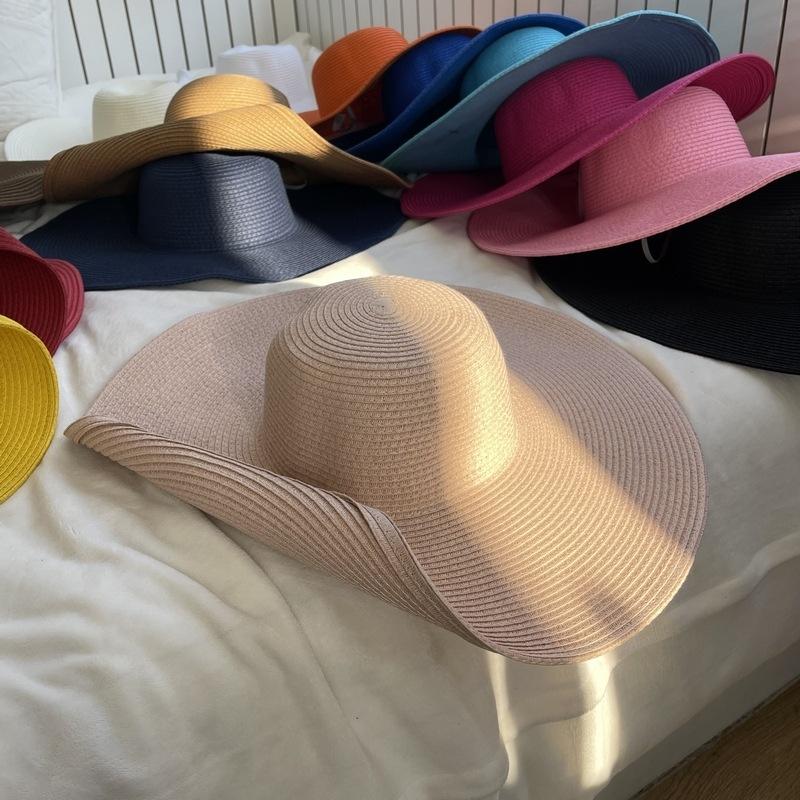 Oversized Brim Straw Hat Women's Summer Seaside Sunshade Sun Protection Hat Outdoor Travel Vacation Beach Hat Summer Hat Women's