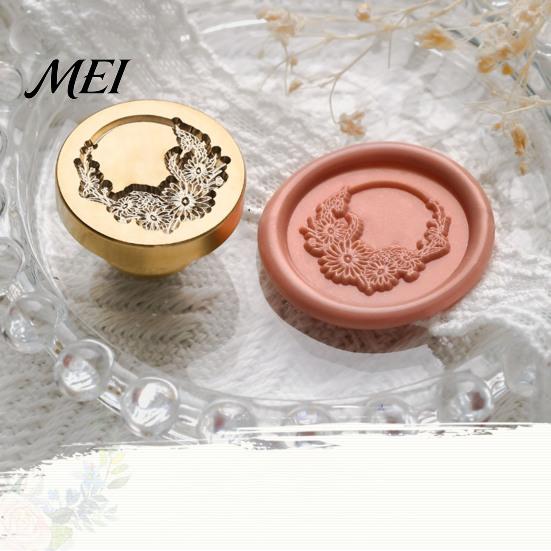 Greeting Card Sealer Wax Seal Stamp, Vintage Plant Pattern Head, Durable Flower Embossing Stamp Copper Head Replacement, for Envelope And Cards