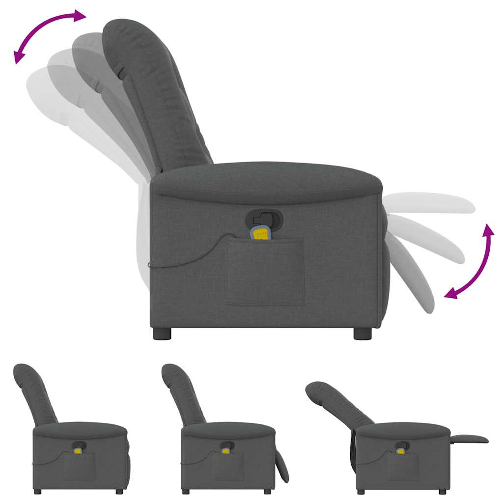 Foldable Massage Armchair, Dark Grey, Fabric Upholstered