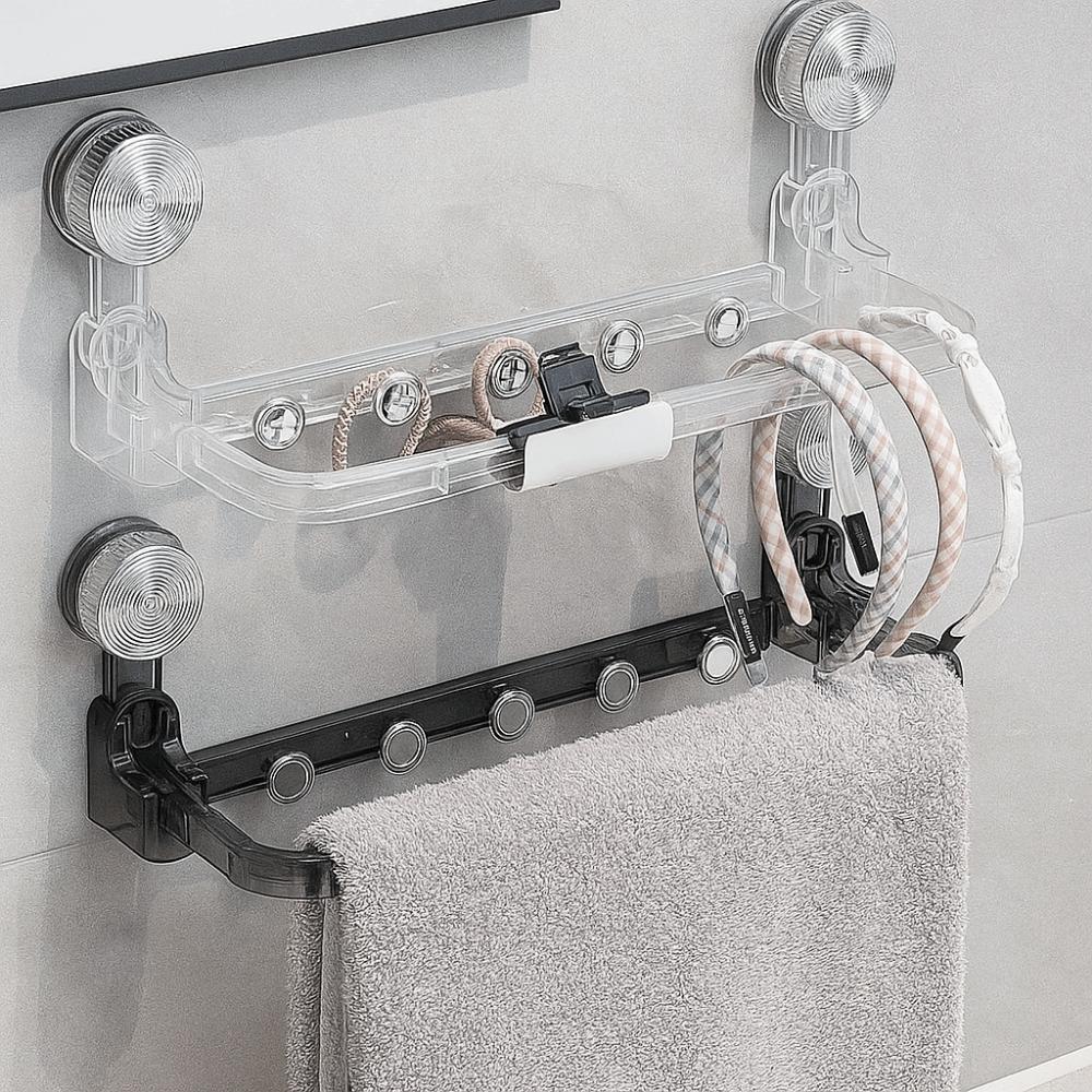 Punch Free Towel Storage Rack Wall Mounted Faucet Shelf Practical Towel Bar for Home