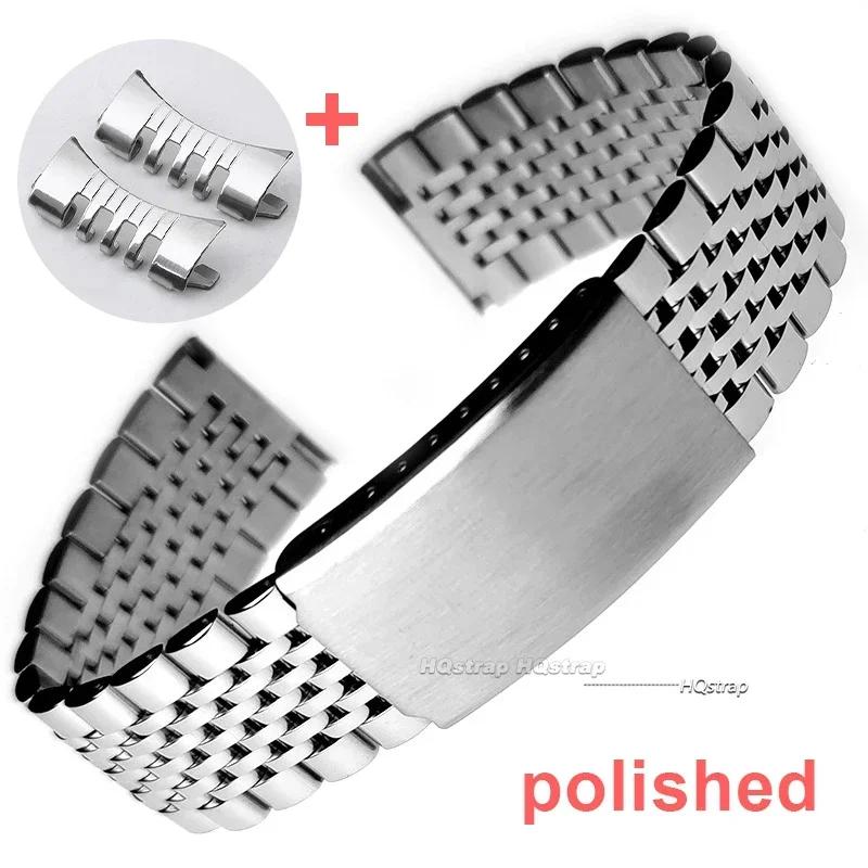 Curved Flat End Stainless Steel Watch Band for Seiko 18mm 20mm 22mm Metal Strap for Rolex Polished Matte Bracelet Wristband Band