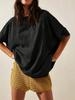 Women's Oversized T-Shirt Crew Neck Short Sleeve Side Slit Loose Summer Blouse Top