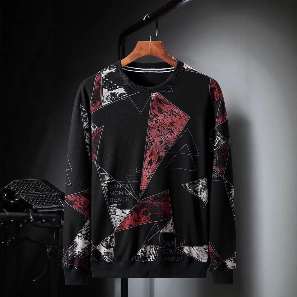 2020 Winter Plus Velvet Thickened Trendy Plus Size Men's Round Neck Sweatshirt
