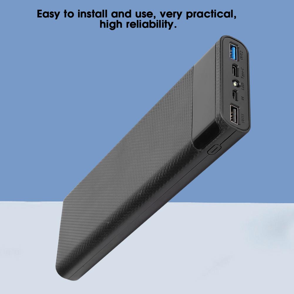 10x18650 Battery Box Portable Power Source No Welding Jacking DIY Power Bank Shell Kit Accessoryblack