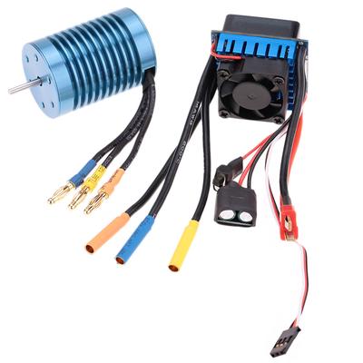Moteur sans balais sans capteur en alliage d'aluminium 3650 4370KV 4P avec ESC sans balais 45A (Contrôleur de vitesse électrique) pour voiture tout-terrain RC 1/10