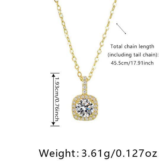 Square Zircon Sparkling Necklace: High-End, Trendy, Light Luxury Clavicle Chain for Women