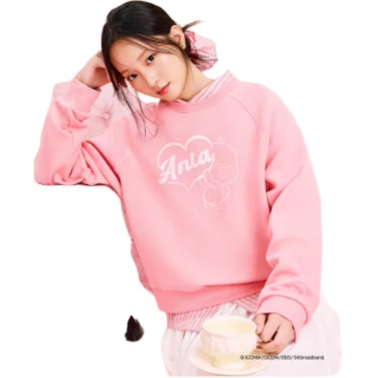 Anta Trendy Printed Fleece Warm Loose Comfortable Casual Hoodie Women hoodies 962548703-3