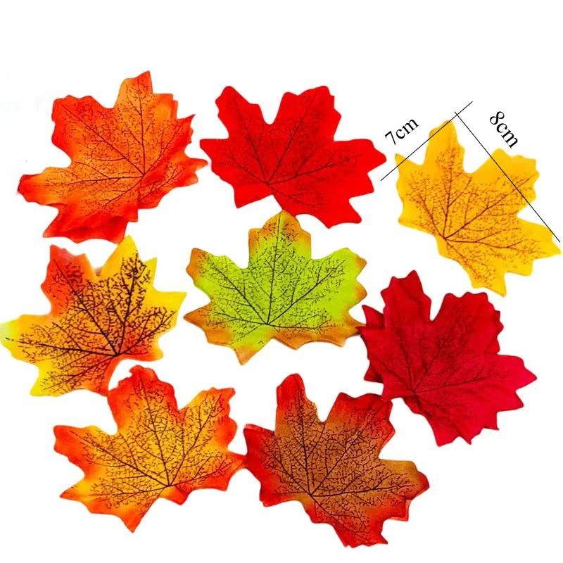 50/100/200Pcs Artificial Maple Leaves Autumn Silk Fall Leaf for Thanksgiving Halloween Christmas Home Decoration Wedding Party
