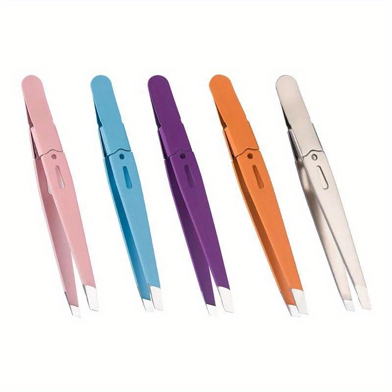 Eyebrow Tweezer Colorful Hair Beauty Fine Hairs Puller Stainless Steel Slanted Eye Brow Clips Removal Makeup Tools