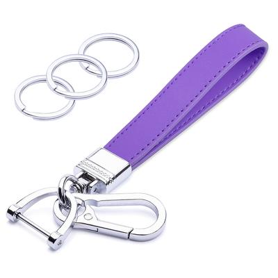 Genuine Leather Car Key Chain Lost Proof Smart Key Holder Stylish Unisex, Purple