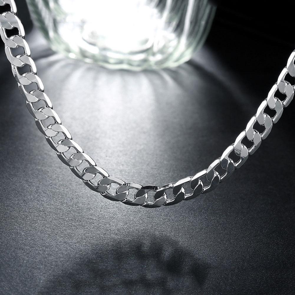 Jin Rong Xing Electroplated Silver 8MM Cuban Chain Necklace (40-60CM)