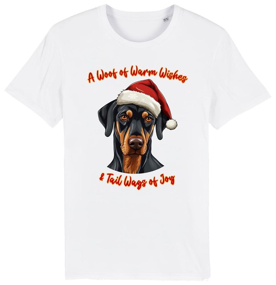 

Mens Doberman PinscherChristmas T-Shirt Santa Dog Woof Wishes Dogs Festive Gift 2XL