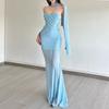 European and American Style Summer New Women's Clothing Pleated Winding Design Elegant Swing Tube Top Fishtail Dress