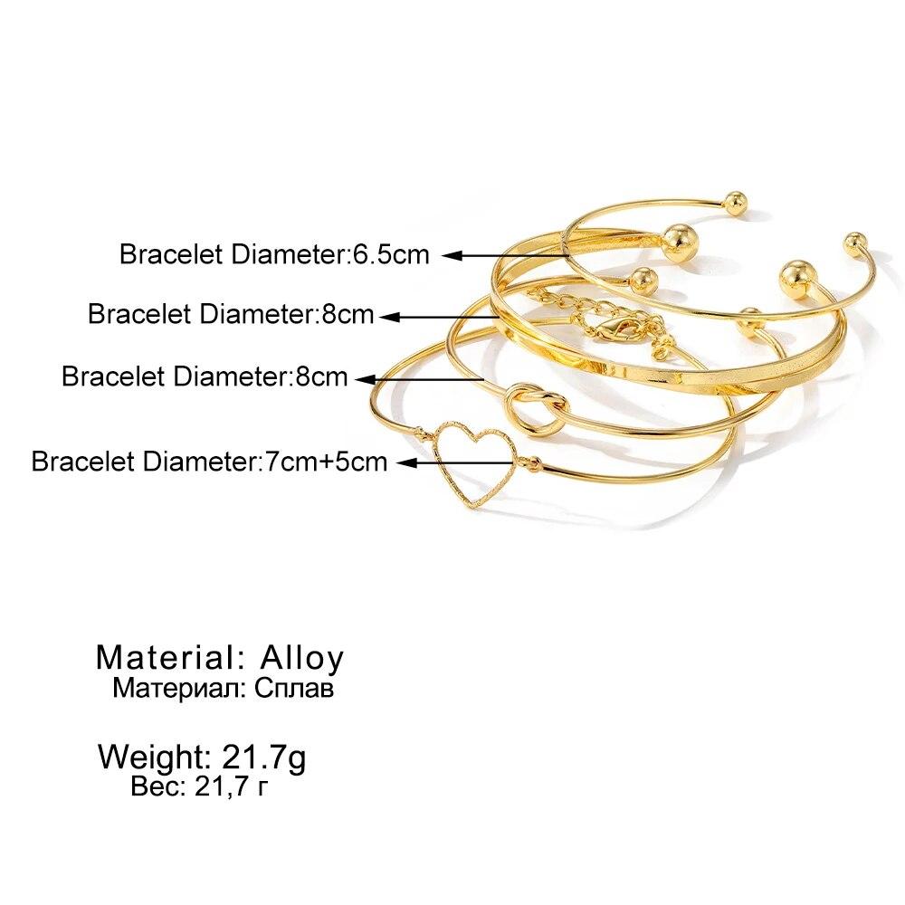 Brățară în cruce de inimă de modă pentru femei Set de brățări cu deschidere de culoare auriu punk Bijuterii la modă Cadouri Accesorii