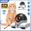 NIBIOK Home Pet Camera Dual Lens HD 8MP 4K Wifi Mobile Camera Pet Tracking Color Night Vision Laser Indication Teasing Cat Remote Monitoring