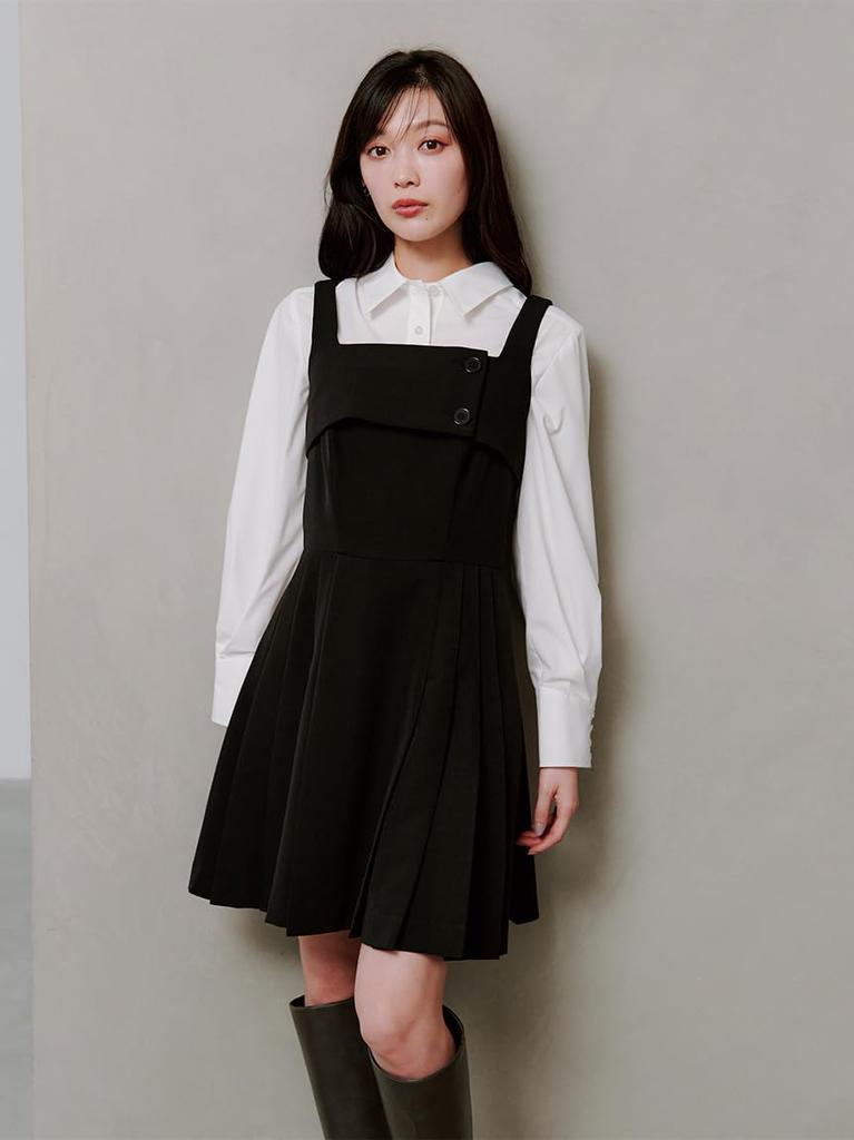 Pleated Mini Jumper Skirt SWFO254182BLK1