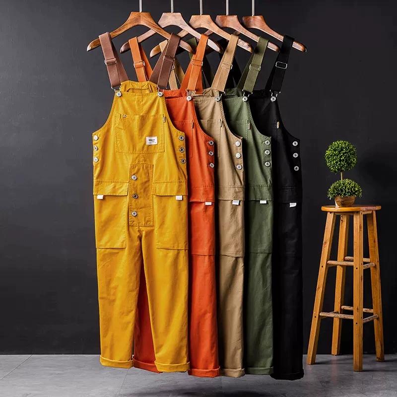 Overalls, One-piece Pants, Multi-pocket Couple Suspenders, Straight-leg Overalls, Men's Loose Work Pants, Youth
