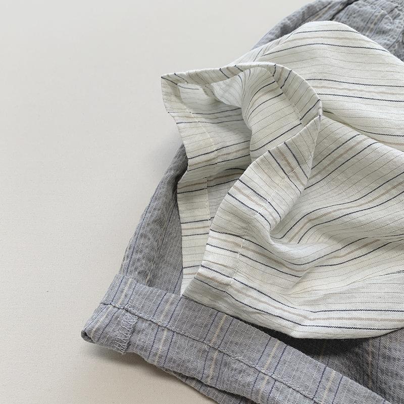 Children's Thin Vertical Striped Pants Cropped Pants Boys and Women's Summer Korean Casual Pants Mosquito Proof Pants