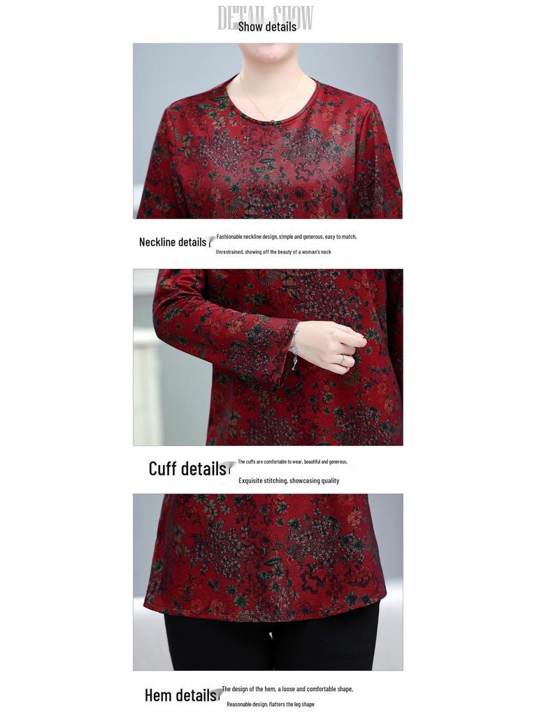 Übergröße 7XL Herbst Langarm Oberteil für Mütter mittleren Alters und ältere Damen