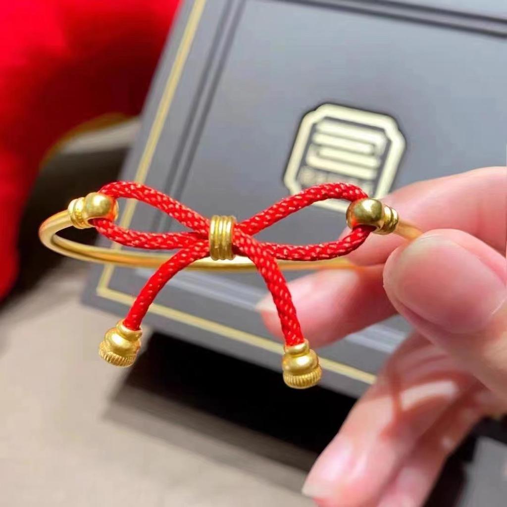 Armband mit Schleife, Serie „Altes Gesetz der Vererbung“ für Damen, koreanische Version, mit einem Sinn für Nischendesign, handgefertigtes gewebtes Sternzeichen-Jahresgeschenk aus Sandgold