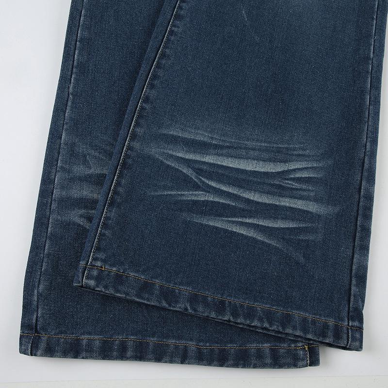 Retro Low-Waist Distressed Straight-Leg Jeans mit Katzenbart-Waschung