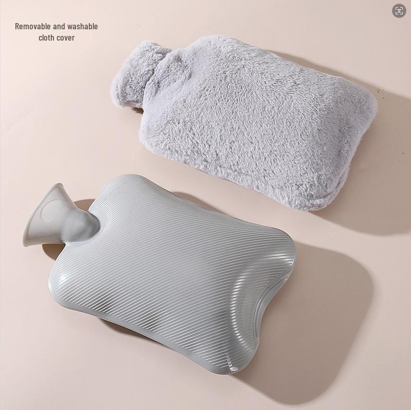 Faux Rabbit Fur Hot Water Bottle - Pour-In, Hand Warmer, Long-Lasting Heat, Large Capacity