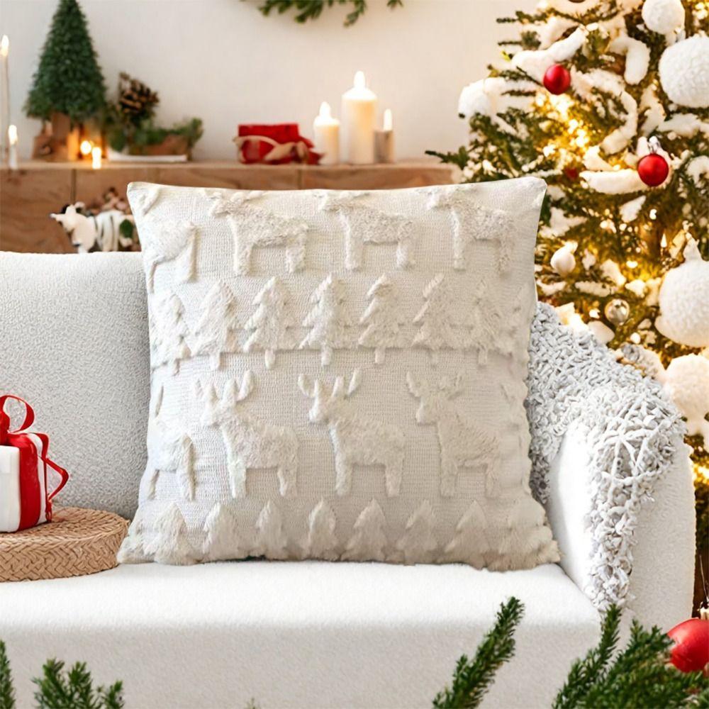 45×45cm Pillowcase Christmas Tree Plush Pillow Cover Christmas Throw Pillow Cover Home Decoration