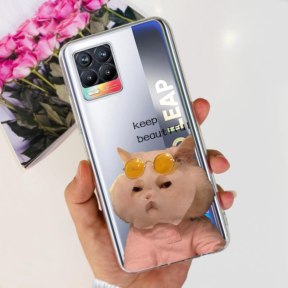 For Realme 8 Pro Case Fashion Flower Love Heart Soft Silicone Clear Cover For Realme 8 5G RMX3241 Funda on Realme8 RMX3085 Coque