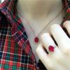 Russian Purple Gold Inlaid Redstone Full Diamond Ring Temperament Luxury Noble Rose Gold Plated Live Ring