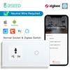 BSEED Zigbee 1/2/3Gang Touch Smart Light Switches 1/2/3Way Tuya Smart Life App Control Plus Universal Wall Socket Plugs