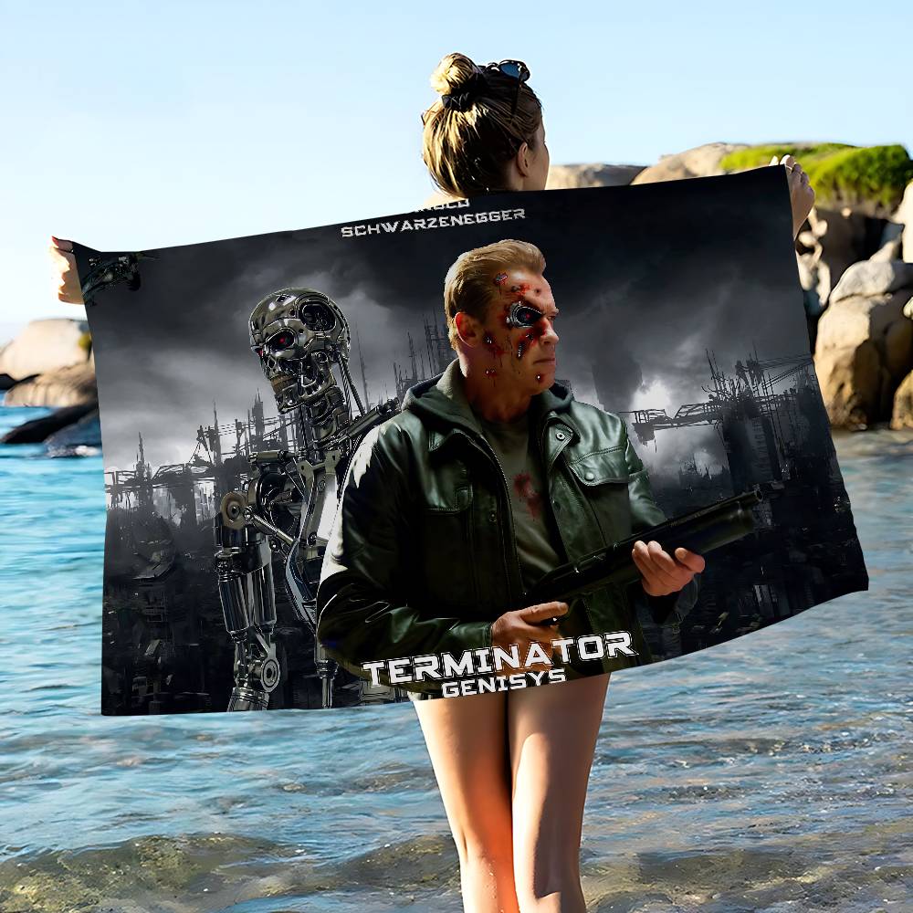 Anni '80 Film TV The T-Terminator Asciugamano da Spiaggia in Microfibra Assorbente Asciugatura Rapida Morbido Yoga Nuoto Resort Arrampicata su Montagna Asciugamano