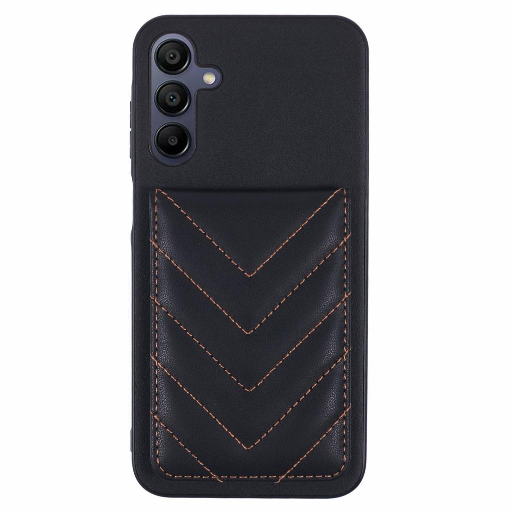 For Samsung Galaxy A25 5G (Global) (161.0 X 76.5 X 8.3mm) Phone Case Rhombus Adhesive Card Bag with Kickstand RFID Blocking
