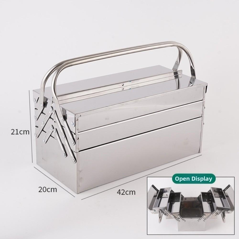 3 Layer 5 Tray Metal Tool Storage Box Stainless Steel Folding Tool Organizer Auto Maintenance