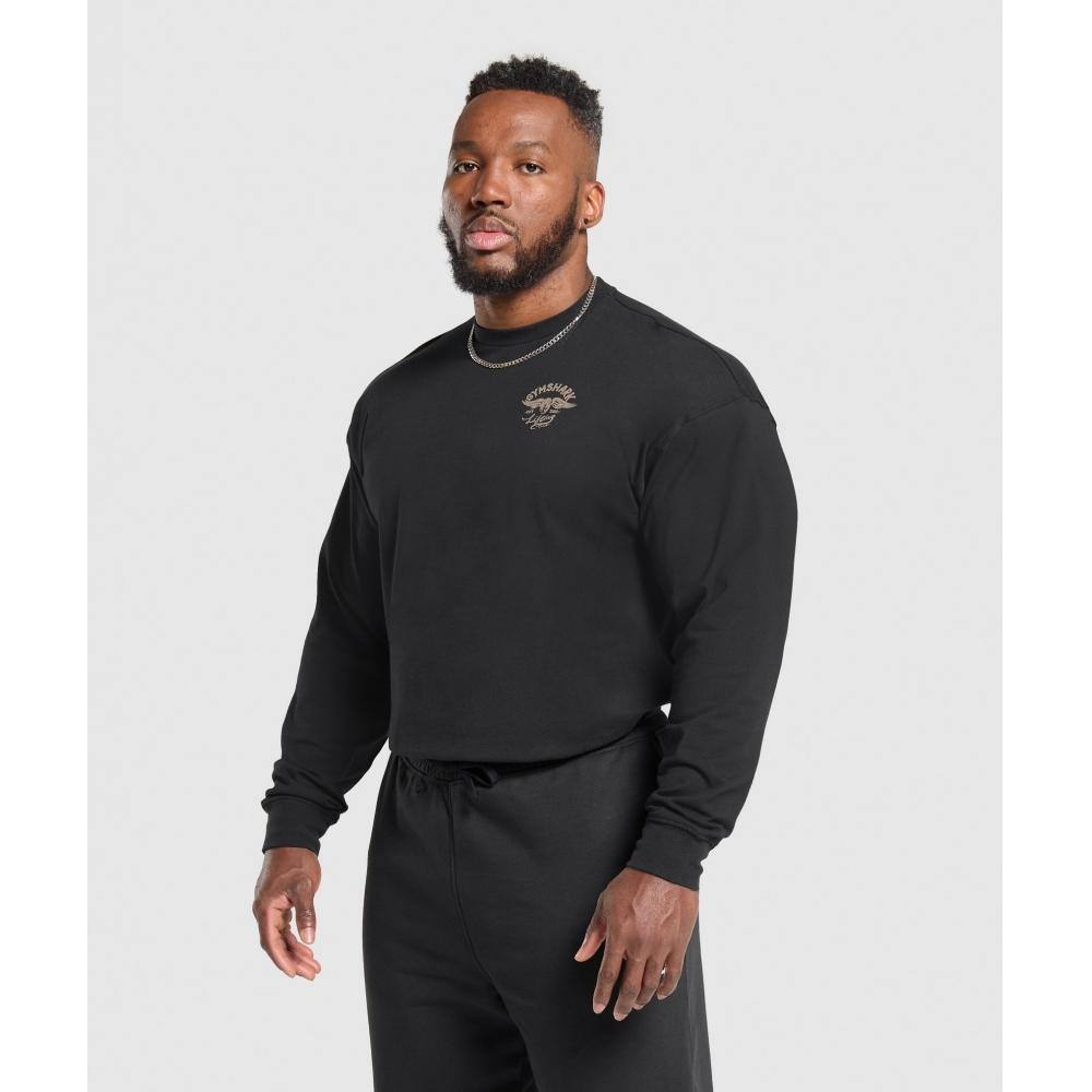 Gymshark Flying WeighTs Long Sleeve T shirT Black A2b8r Bb2j