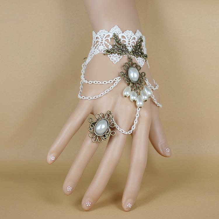 2026 New Model Gothic Steampunk Lace Cuff Fingerless Glove Arm Warmer Bracelet Black Halloween Accessories