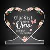 German Gift for Grandma, "Oma Heart "Birthday Pink Flower Butterfly Funny Desk Acrylic Decorative Plaque, Table Decoration, Floral Design, Cute Or